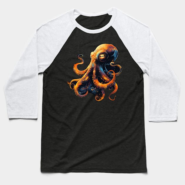 Cosmic Octopus Baseball T-Shirt by PixelPusherArt